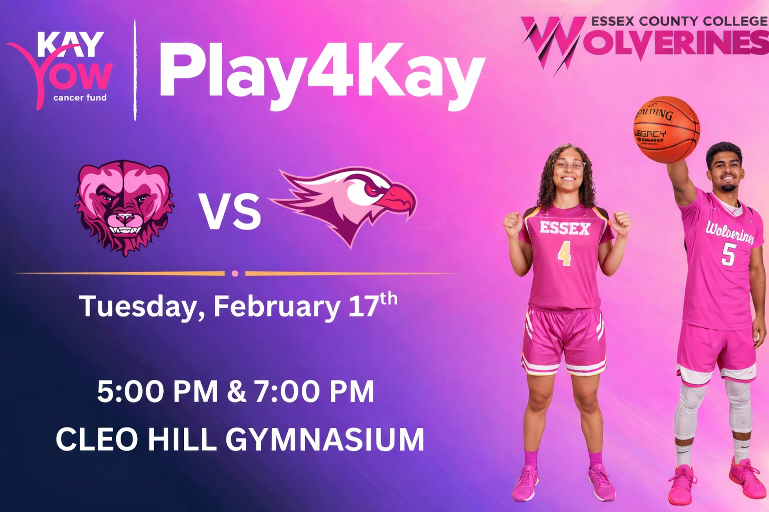 Essex County College Athletic Department Cancer Awareness Event "Play4Kay" set for February 17